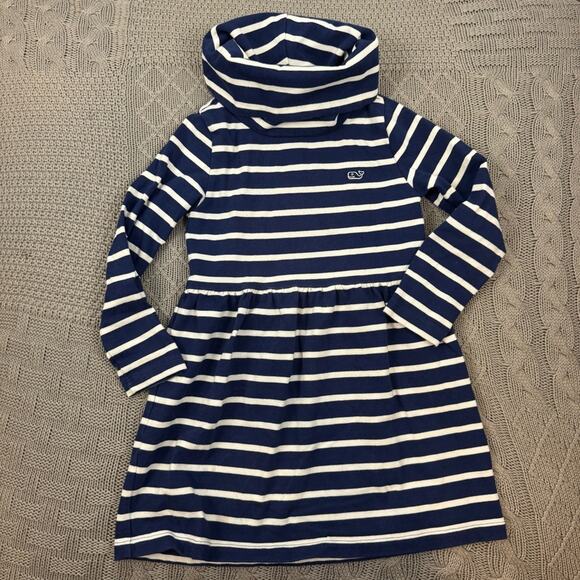 Vineyard Vines Navy and White Striped Turtleneck Girls Dress ~ 4T - Picture 1 of 12